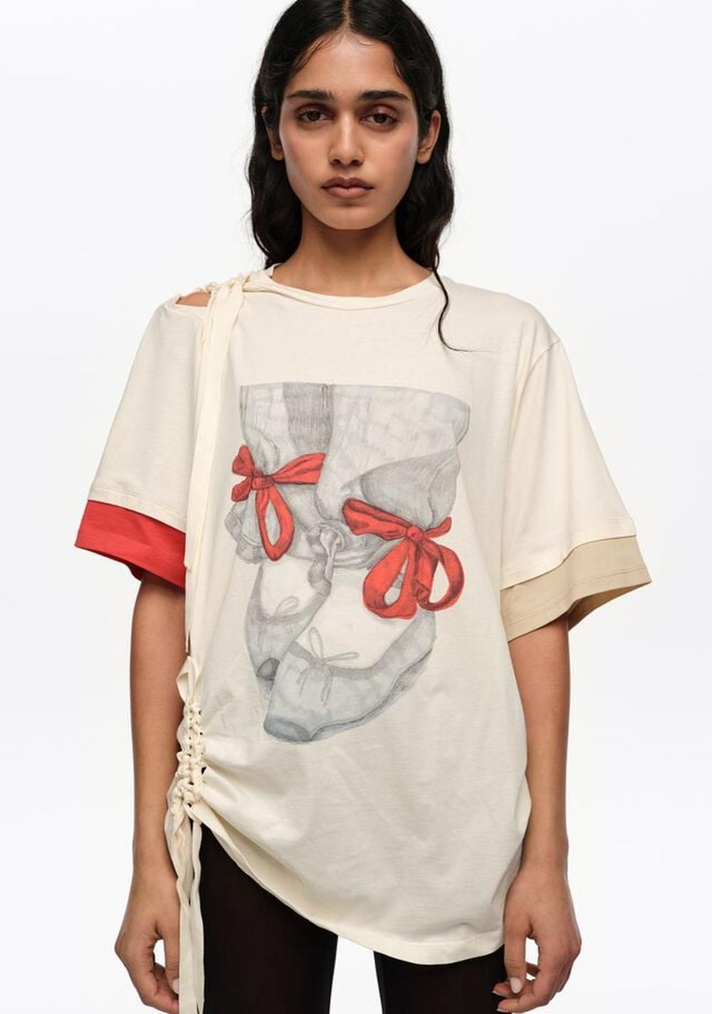 Camiseta Fruncida con Logo Bailarinas Bimba y Lola