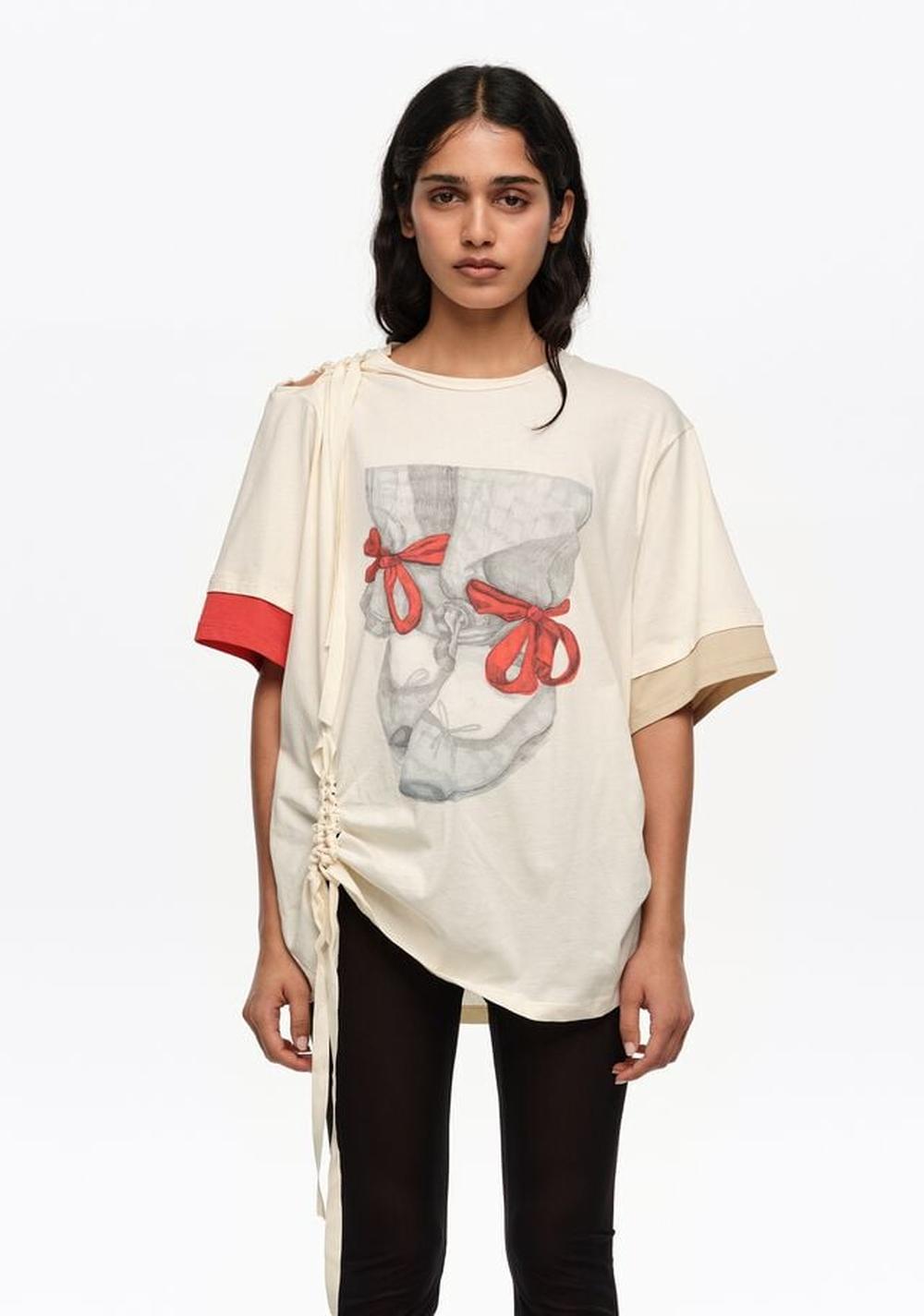 Camiseta Fruncida con Logo Bailarinas Bimba y Lola
