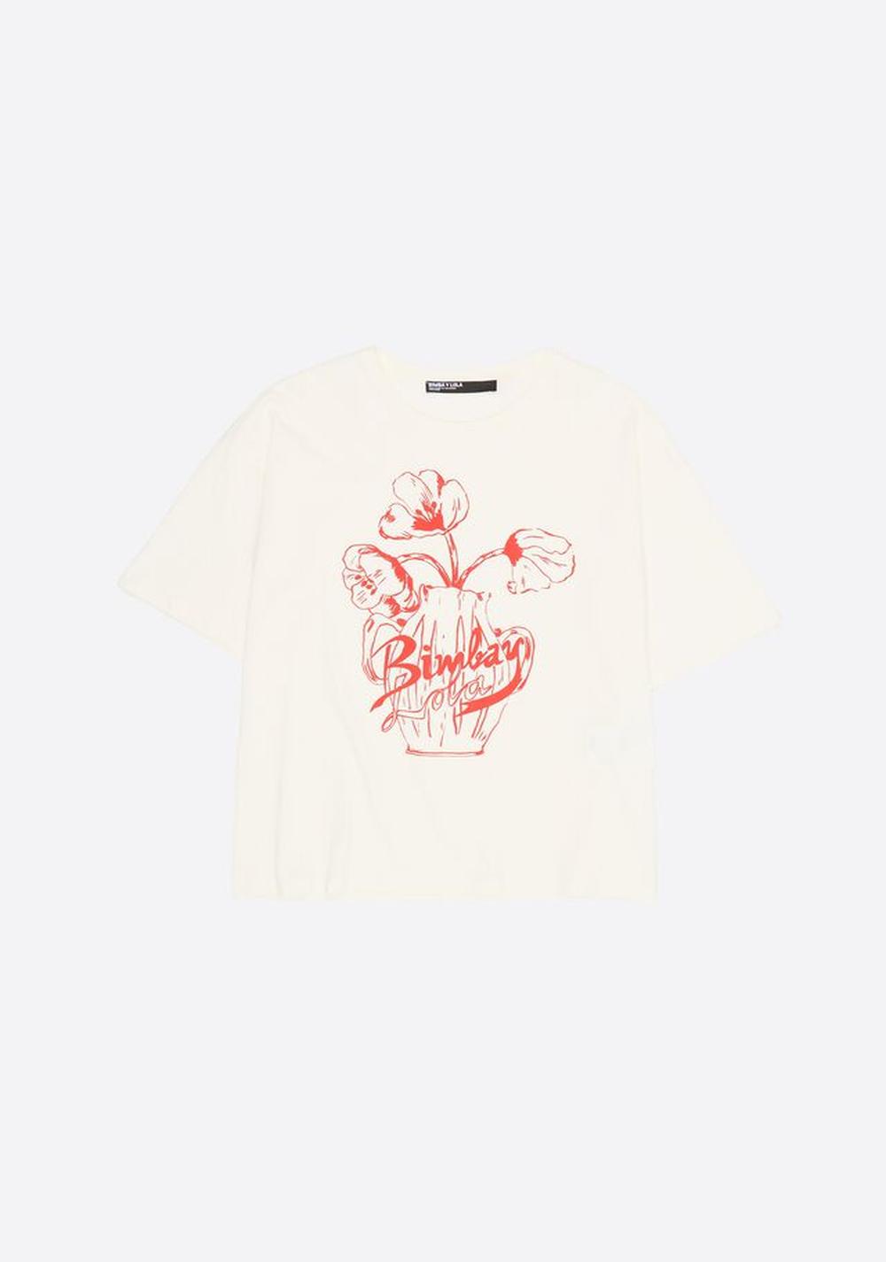 Camiseta con Logo Relieve Flores Bimba y Lola