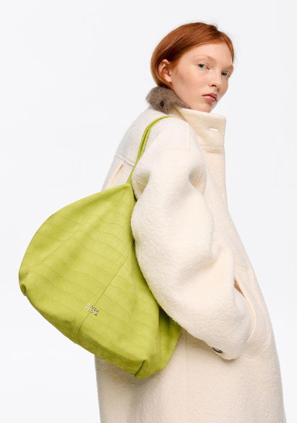 Cartera Shopper Grande Serraje Grabado Cocodrilo Bimba y Lola