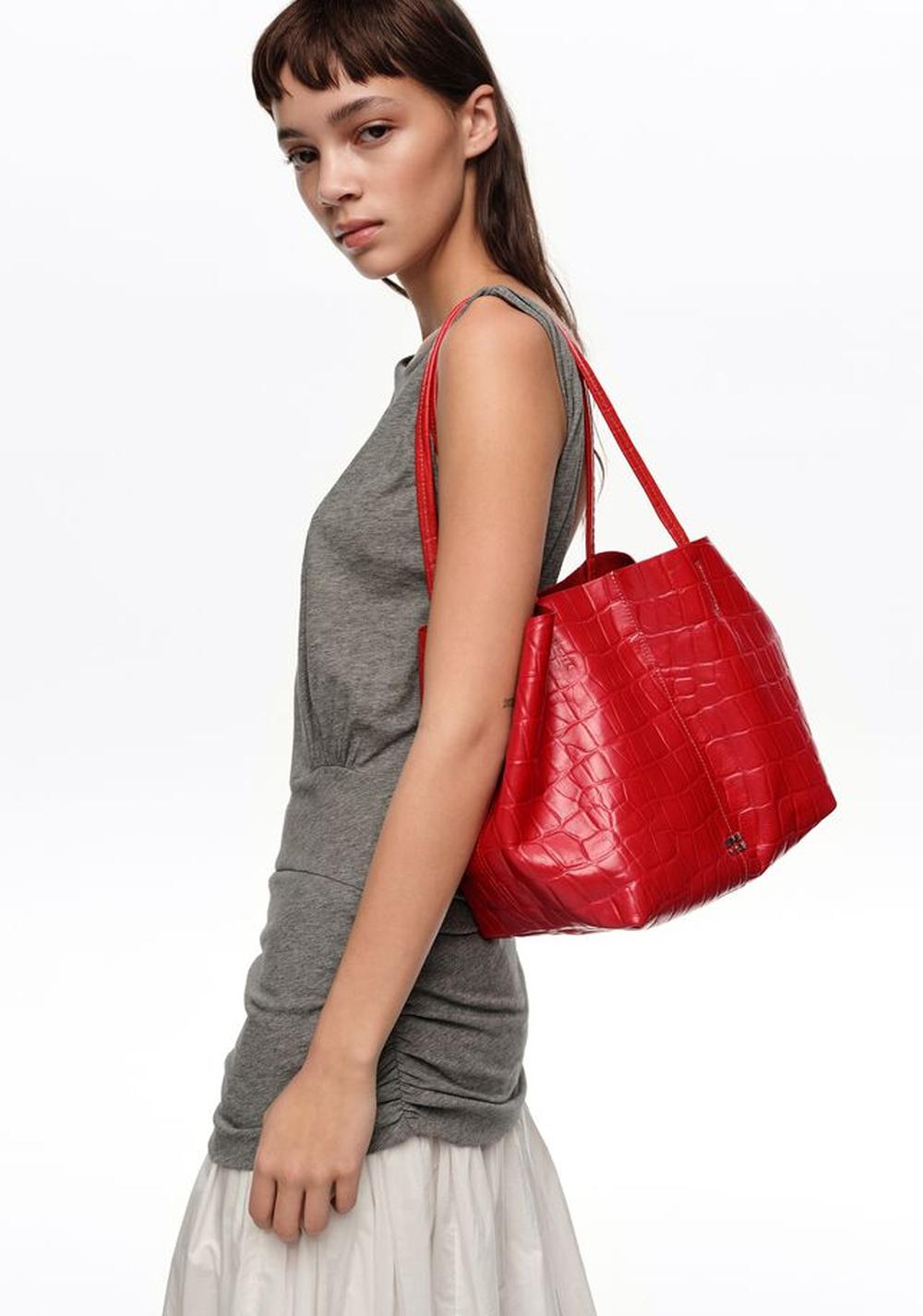 Cartera Shopper Mediano Efecto Piel Grabado Cocodrilo Bimba y Lola