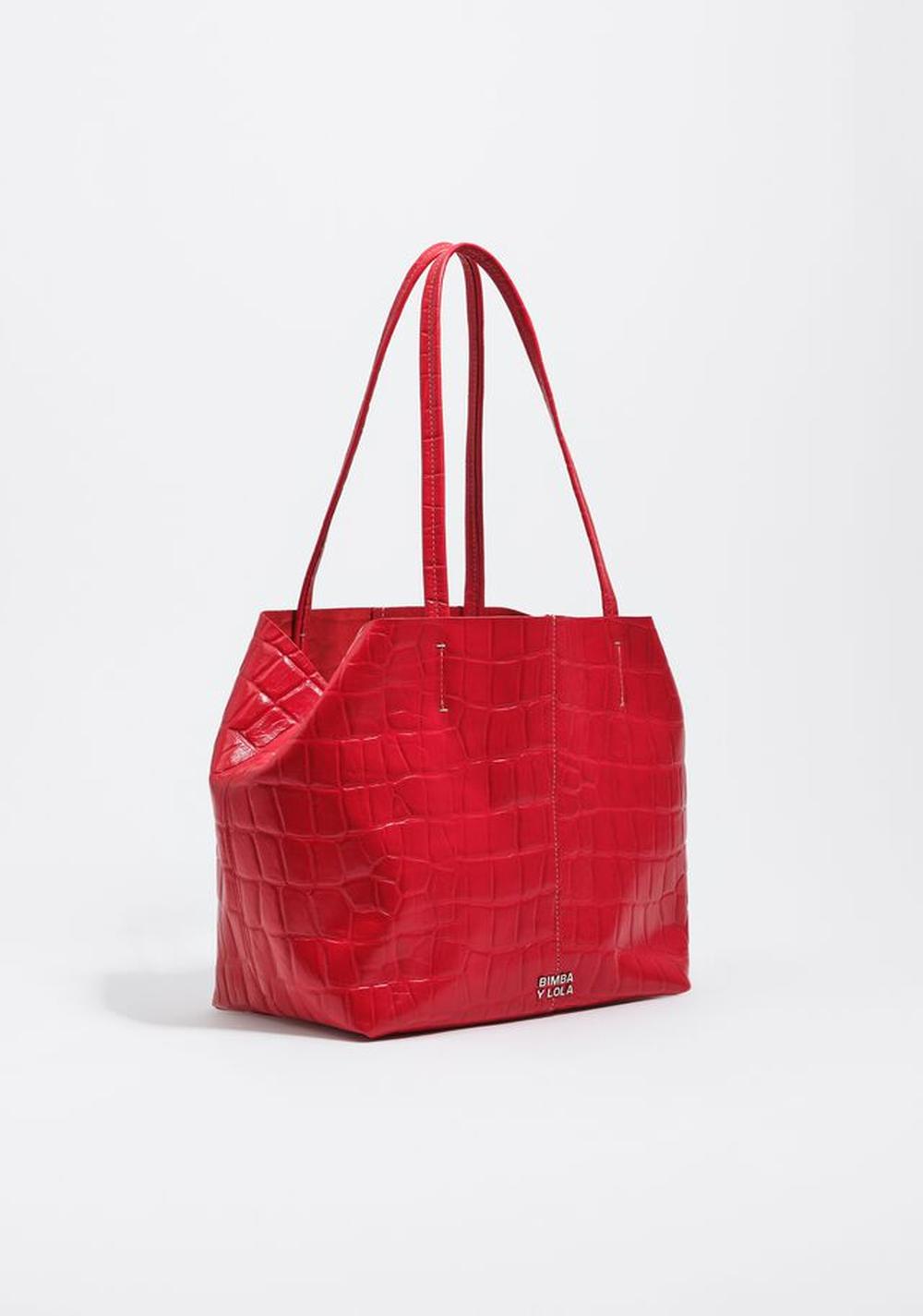 Cartera Shopper Mediano Efecto Piel Grabado Cocodrilo Bimba y Lola
