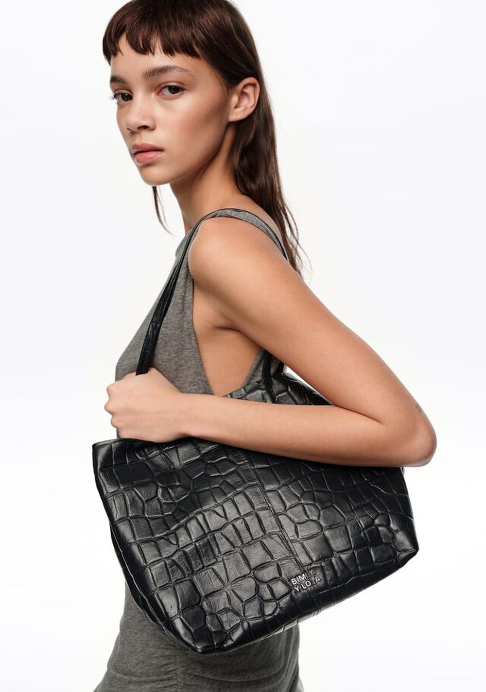 Cartera Shopper Mediano Efecto Piel Grabado Cocodrilo Bimba y Lola