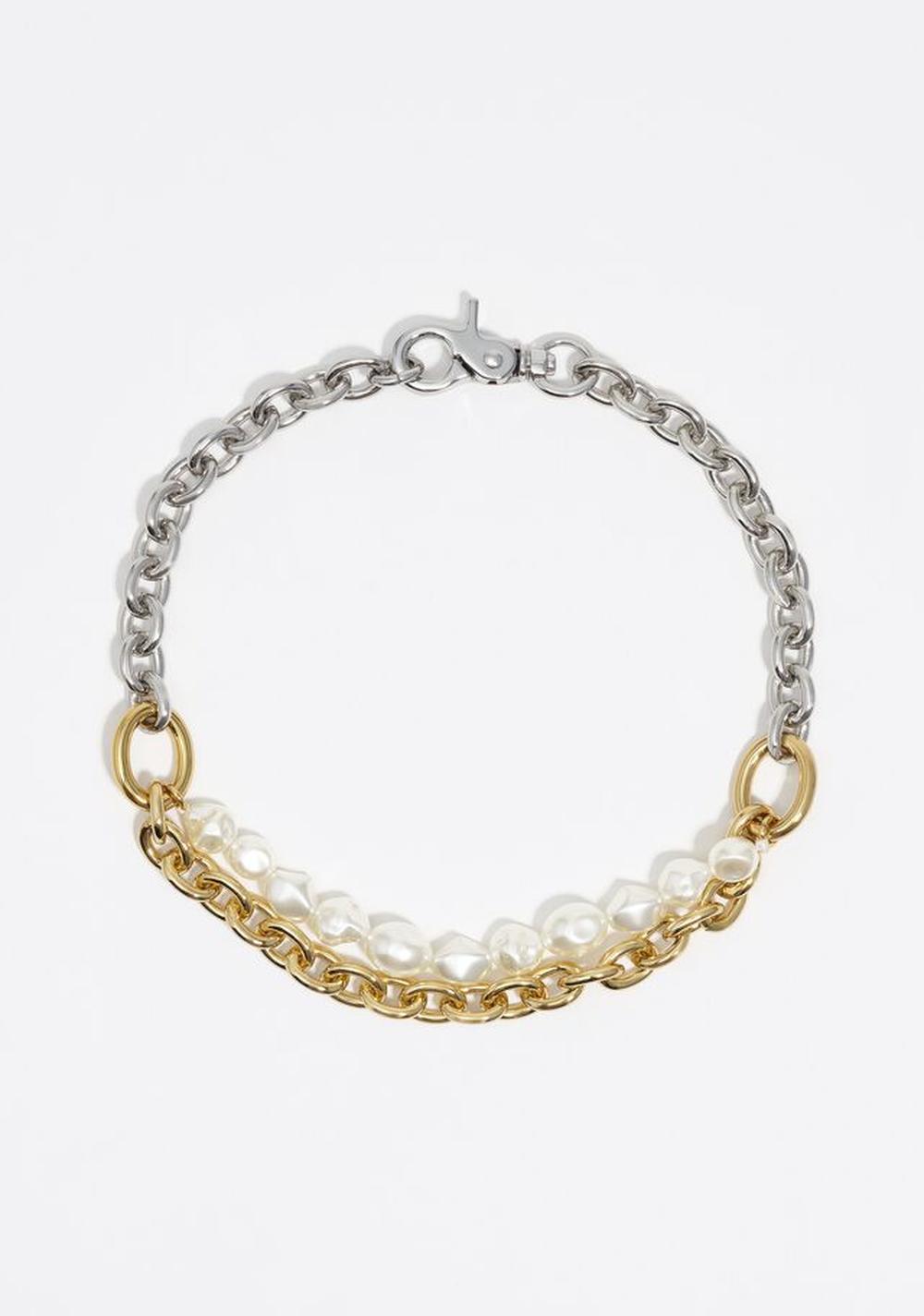 Collar Doble Cadena y Perlas Bicolor Bimba y Lola