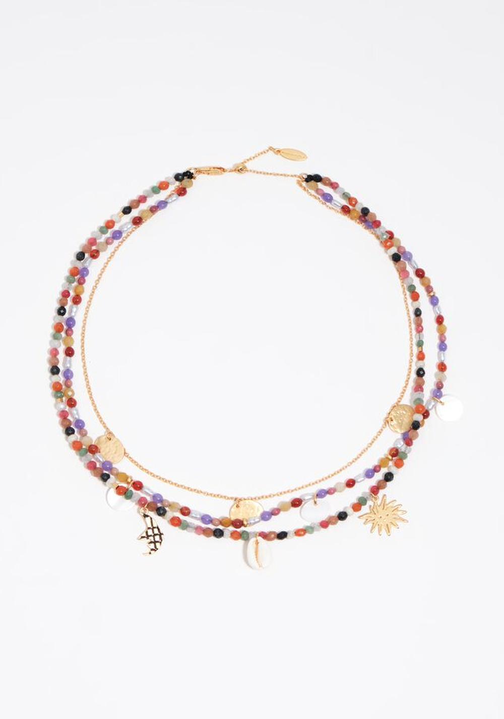 Collar Doble Luna y Sol Piedras Bimba y Lola