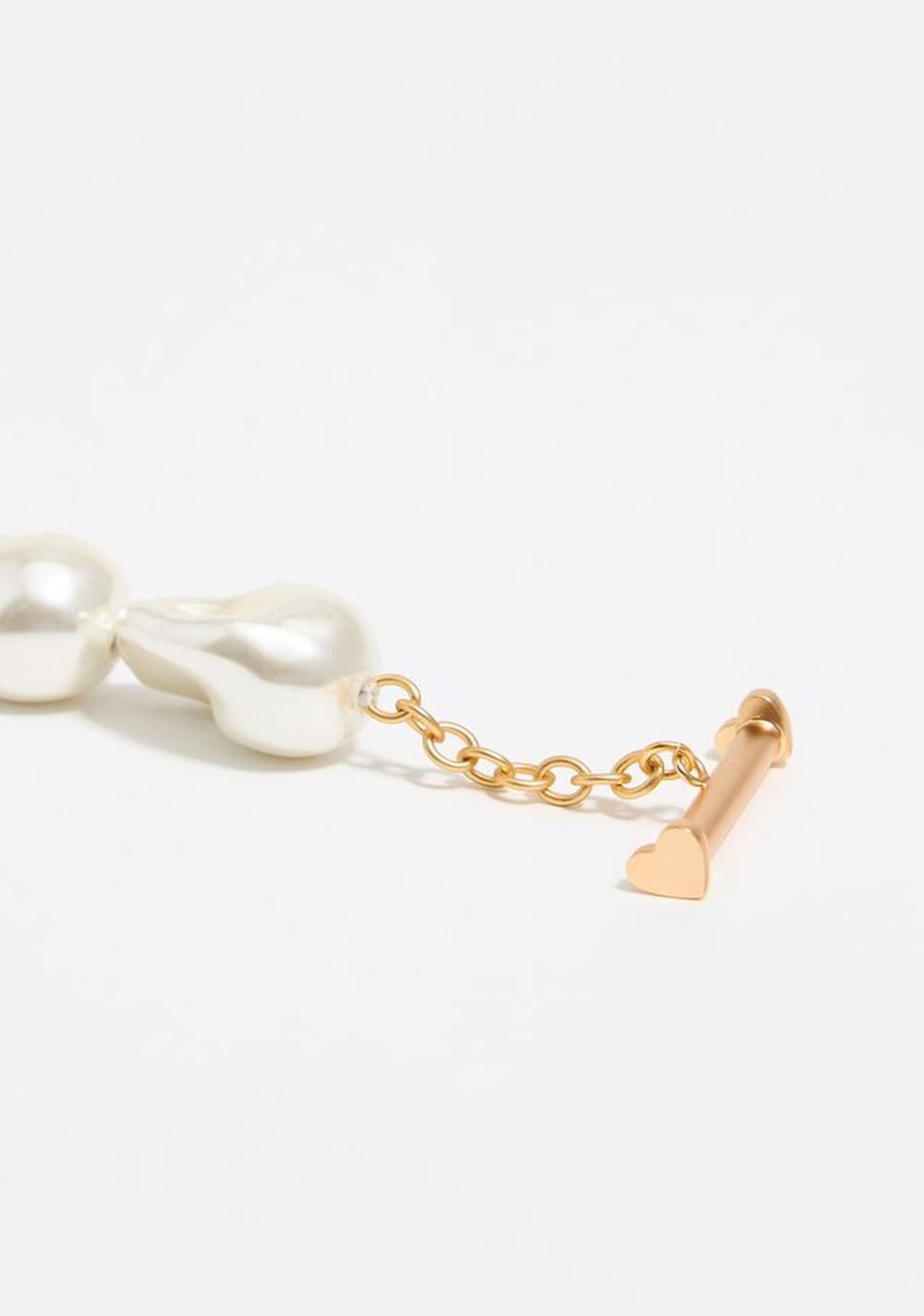 Collar en Forma de Corazón con Cadena y Perlas Bimba y Lola
