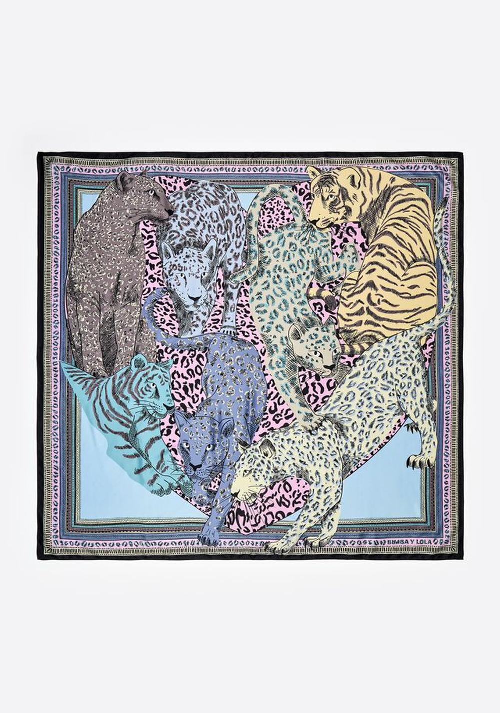 Pañuelo con Estampado de Felinos y Corazón Bimba y Lola