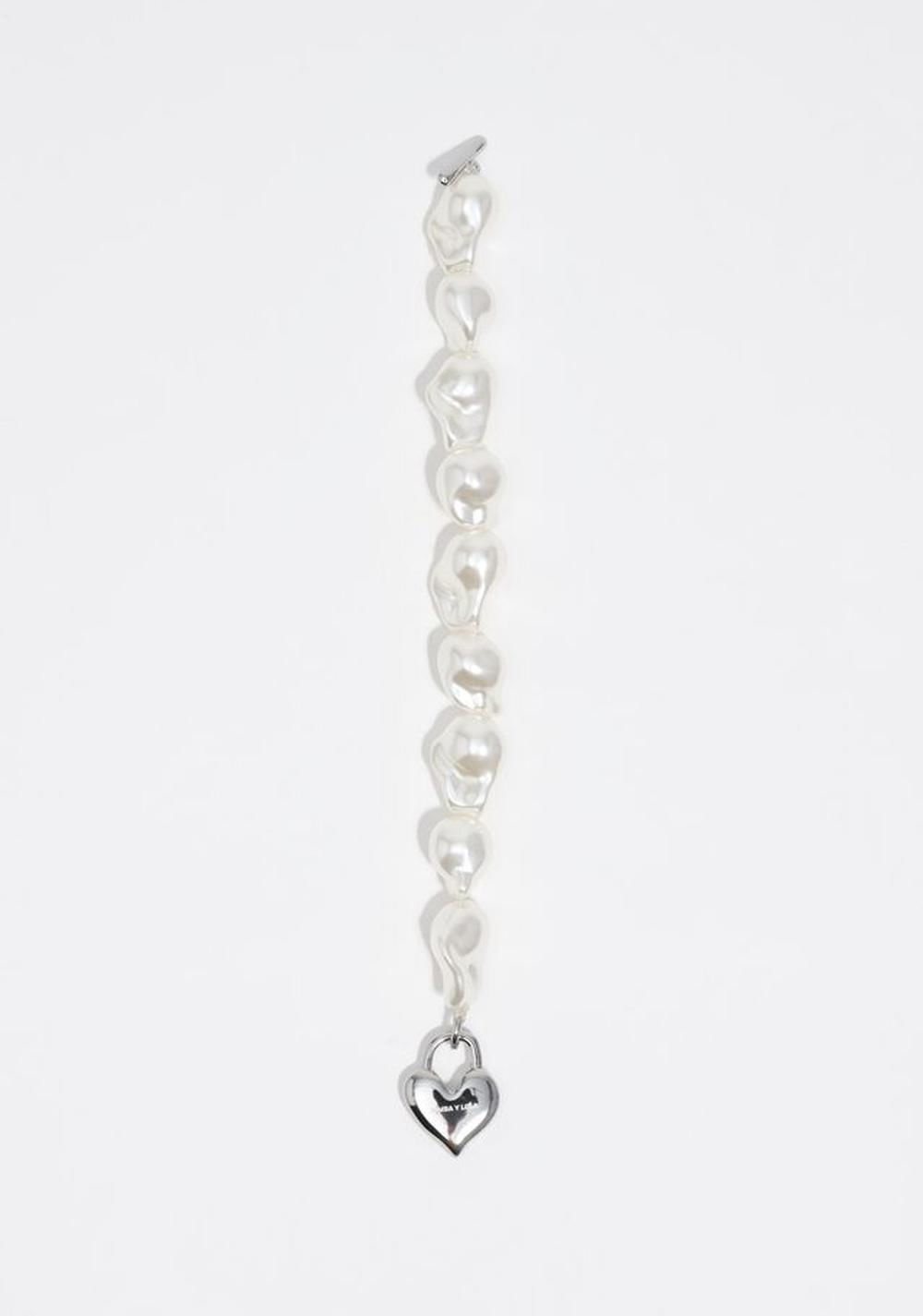 Pulsera Perlas con Forma de Corazón Candado Bimba y Lola