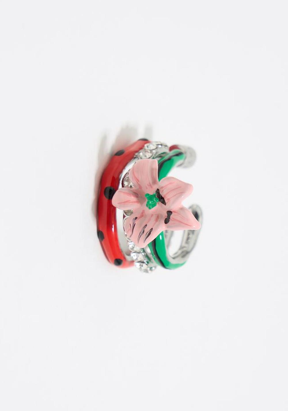 Zarcillos Aro Flor Esmaltado Bimba y Lola