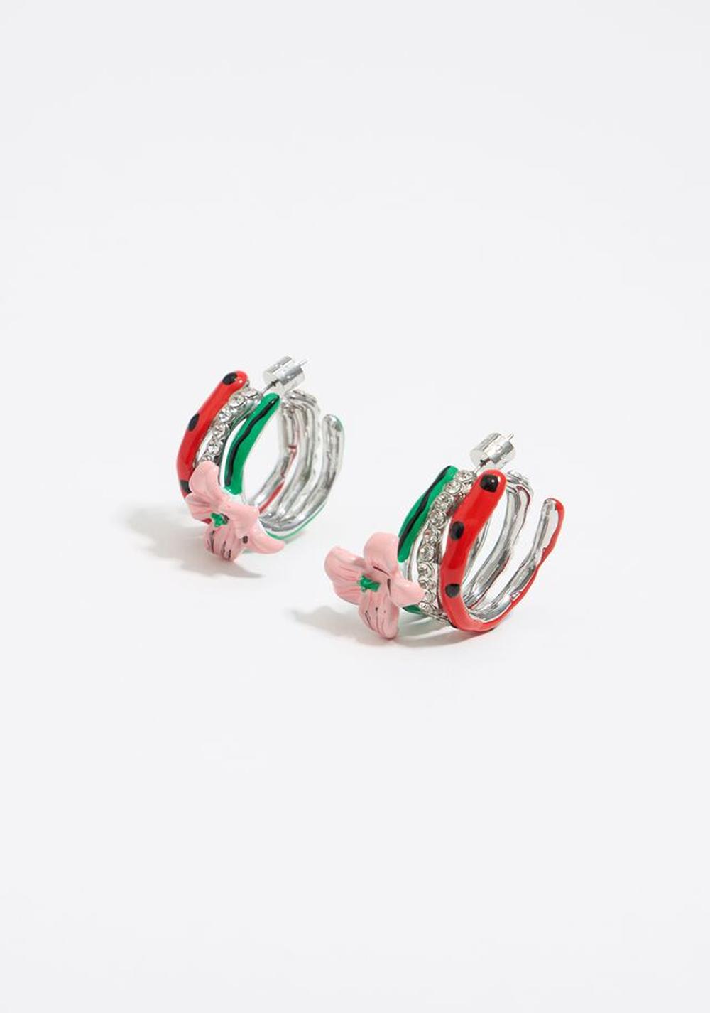 Zarcillos Aro Flor Esmaltado Bimba y Lola