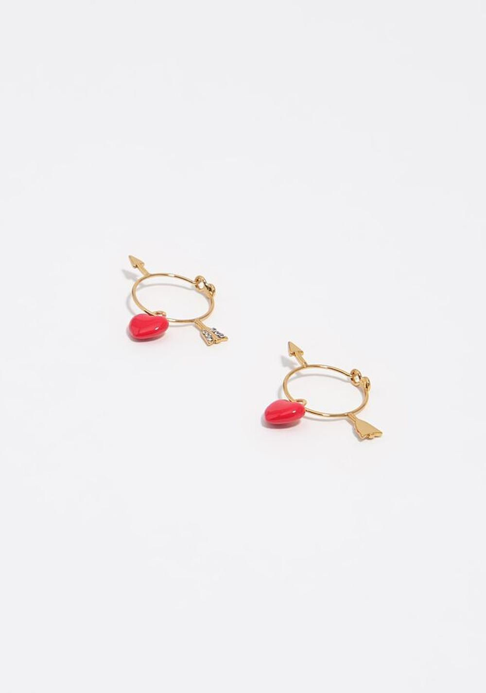 Zarcillos Aro con Forma de Corazón y Flechas Bimba y Lola