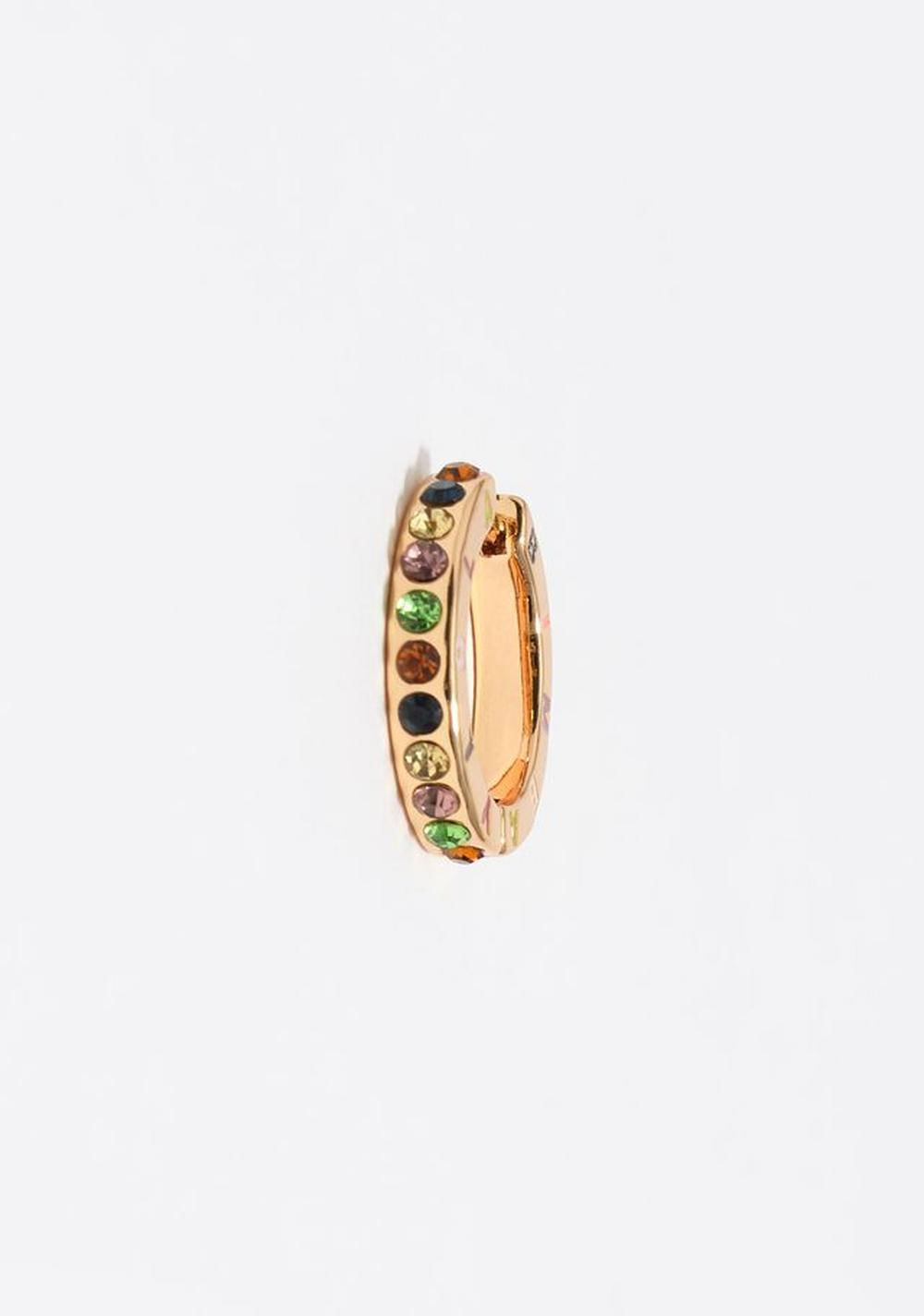 Zarcillos de Aro con Logo y Cristales Multicolores Bimba y Lola