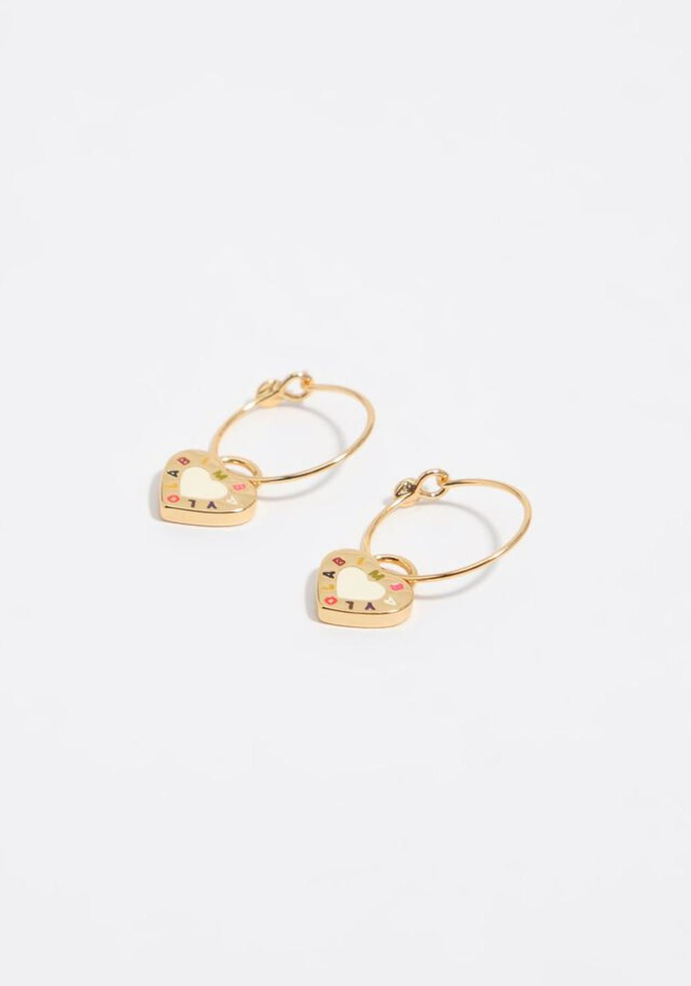 Zarcillos Aro con Logo con Forma de Corazón Bimba y Lola