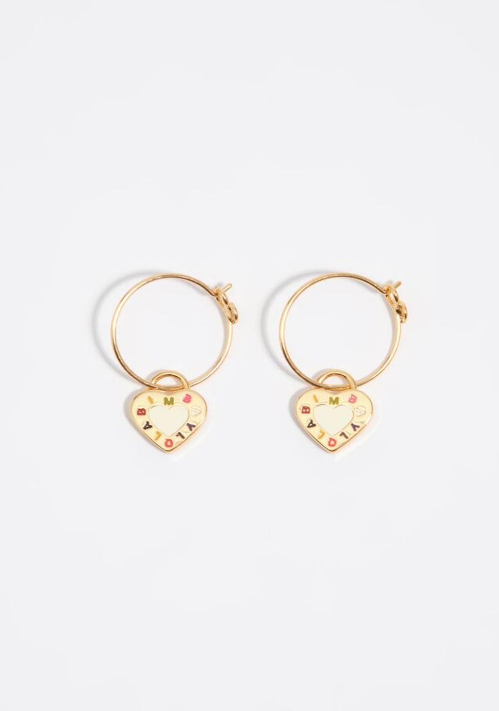 Zarcillos Aro con Logo con Forma de Corazón Bimba y Lola