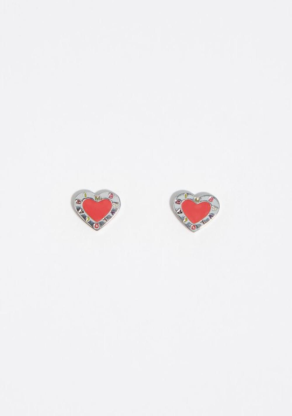 Zarcillos con Logo con Forma de Corazón Coral Bimba y Lola