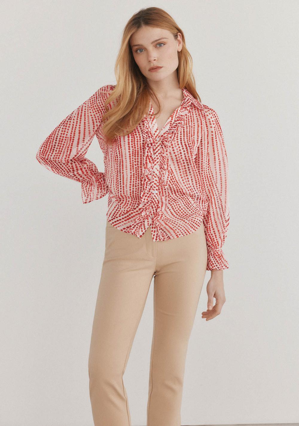 Blusa Fluida con Escote Pico Cortefiel