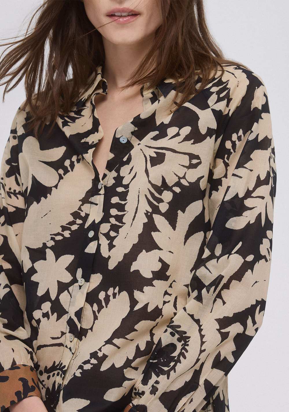 Camisa Estampada en Voile de Algodón Cortefiel 3