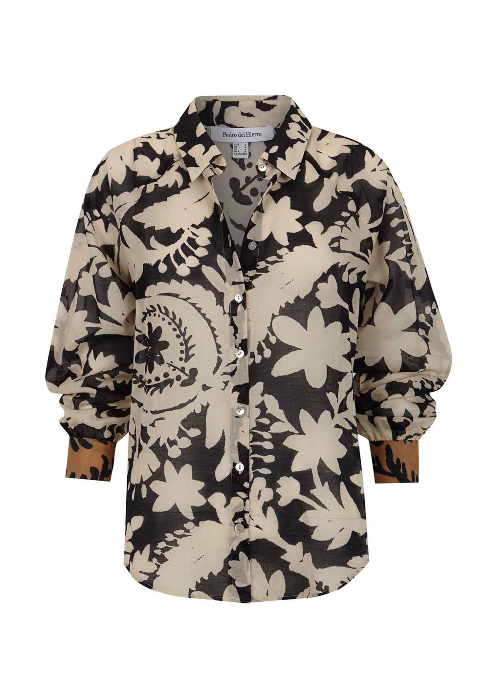 Camisa Estampada en Voile de Algodón Cortefiel 4
