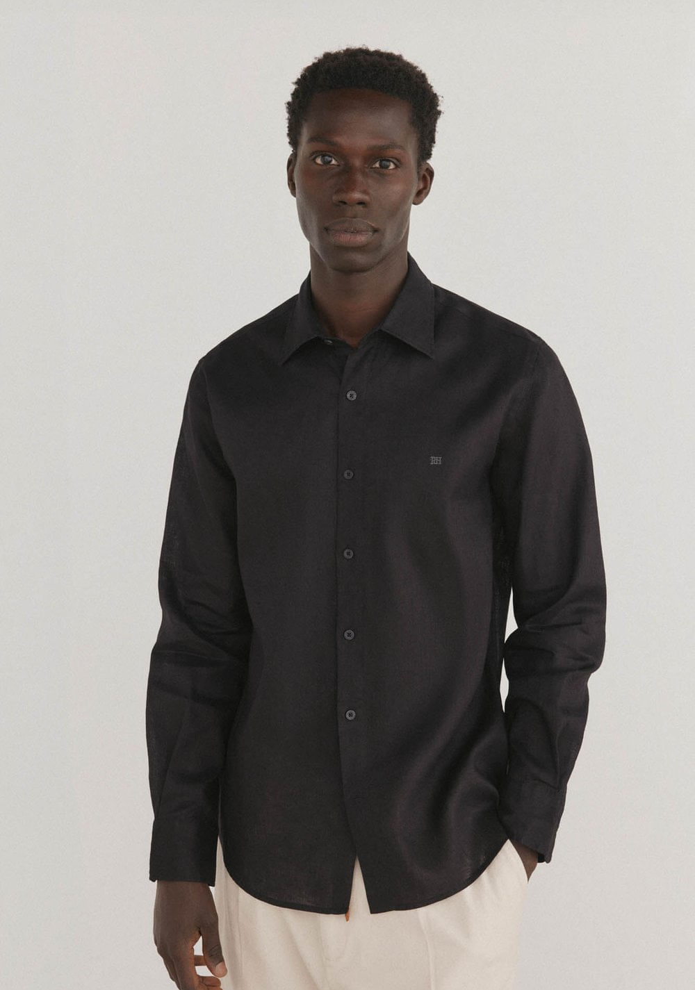 Camisa Lisa Lino Cortefiel