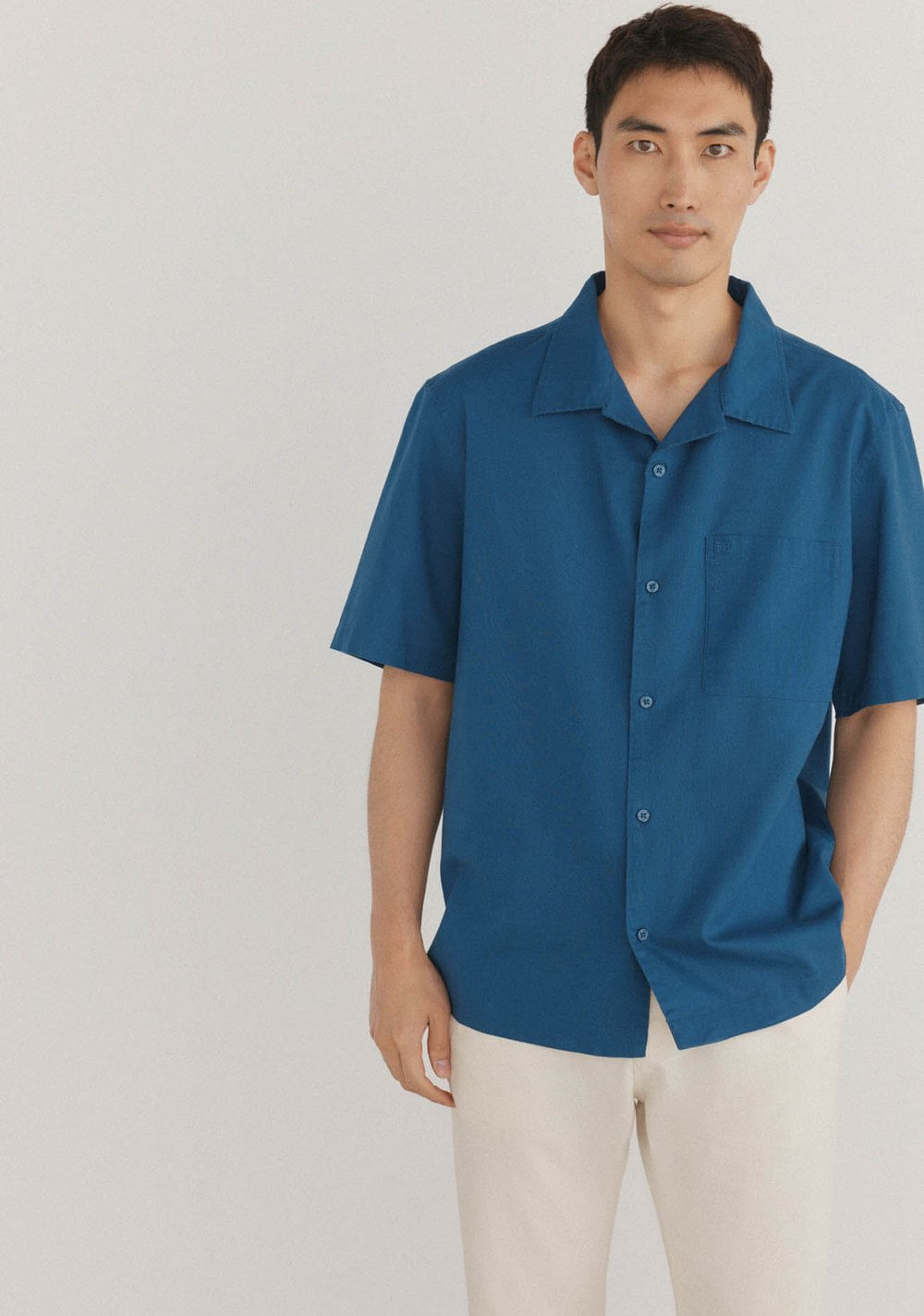 Camisa Lisa Manga Corta Tejido Lino Cortefiel 2