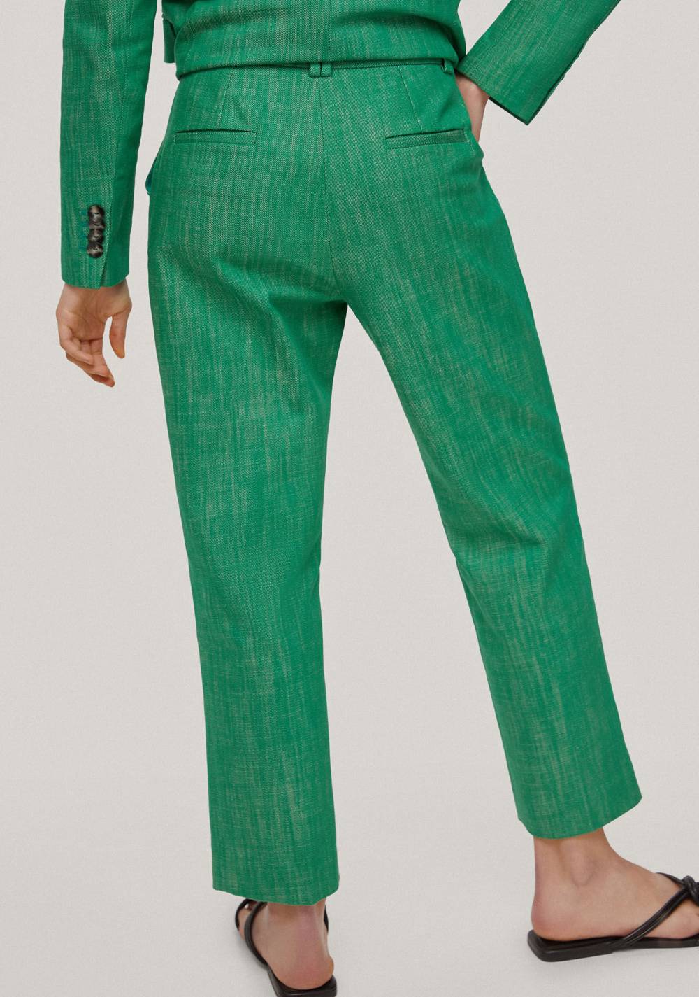 Pantalón Recto Sarga Verde Cortefiel 3