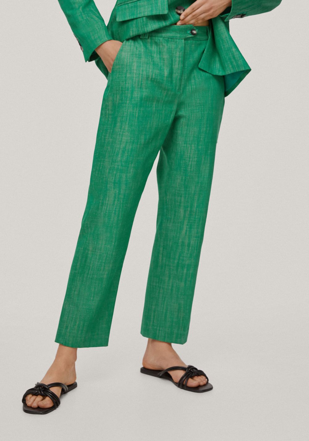 Pantalón Recto Sarga Verde Cortefiel