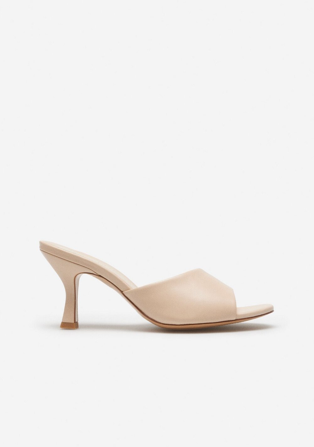 Sandalia Tacón Mule Peep-toe de Piel Cortefiel