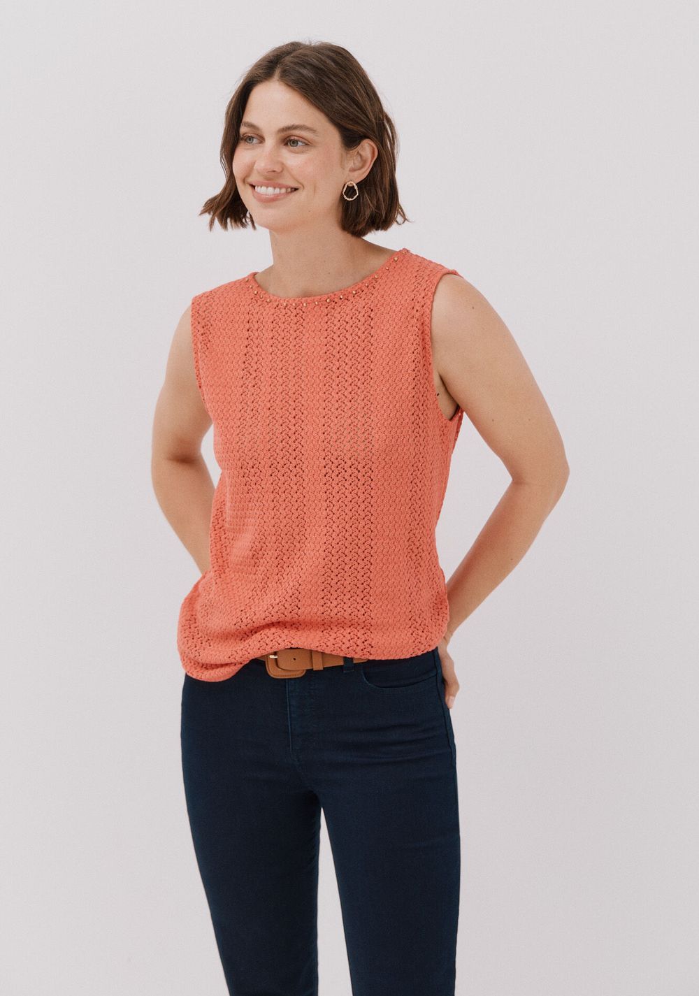 Top sin Mangas Crochet Cortefiel