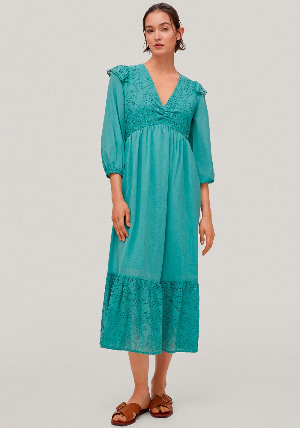 Vestido Viscosa y Algodón Bordado Pdh