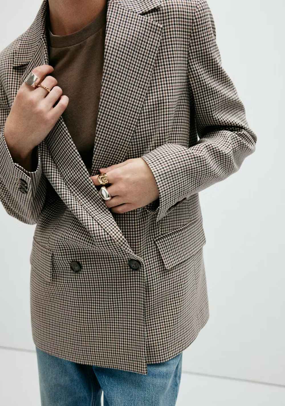 Blazer Cruzada Micro Pata de Gallo Mango