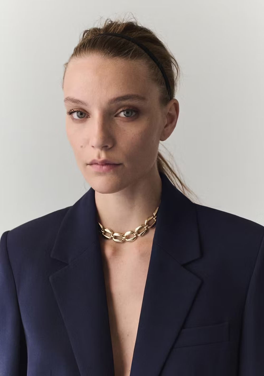 Blazer Recta Bolsillos Solapa Mango 4