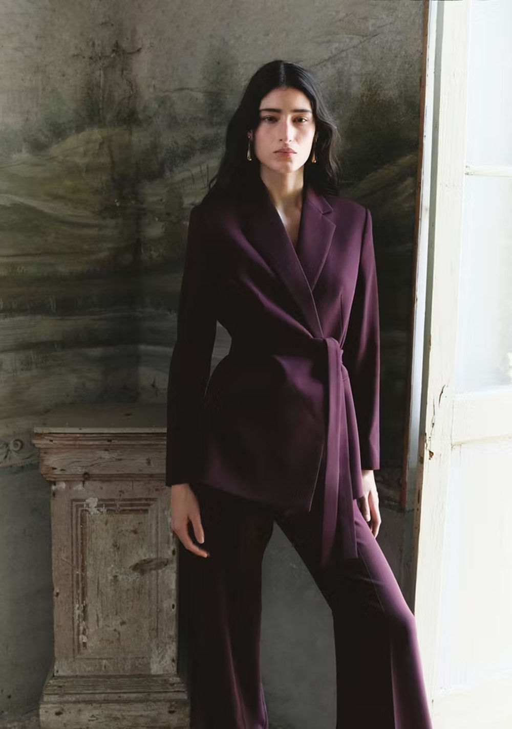 Blazer Traje Cruzada Cinturón Mango