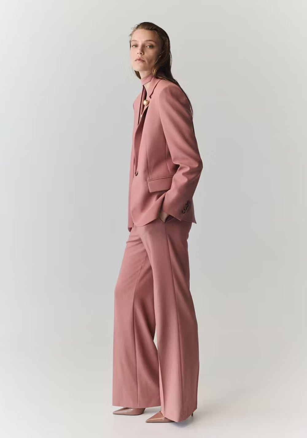 Blazer Traje Recta Bolsillos Mango 4