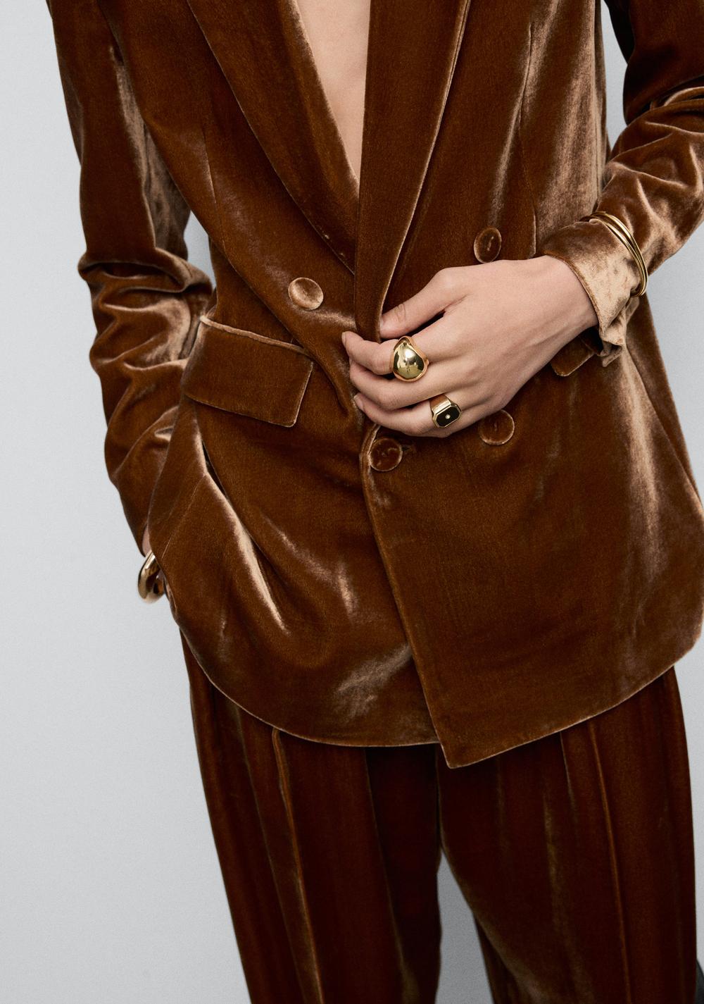 Blazer Traje Terciopelo Doble Botonadura Mango 6