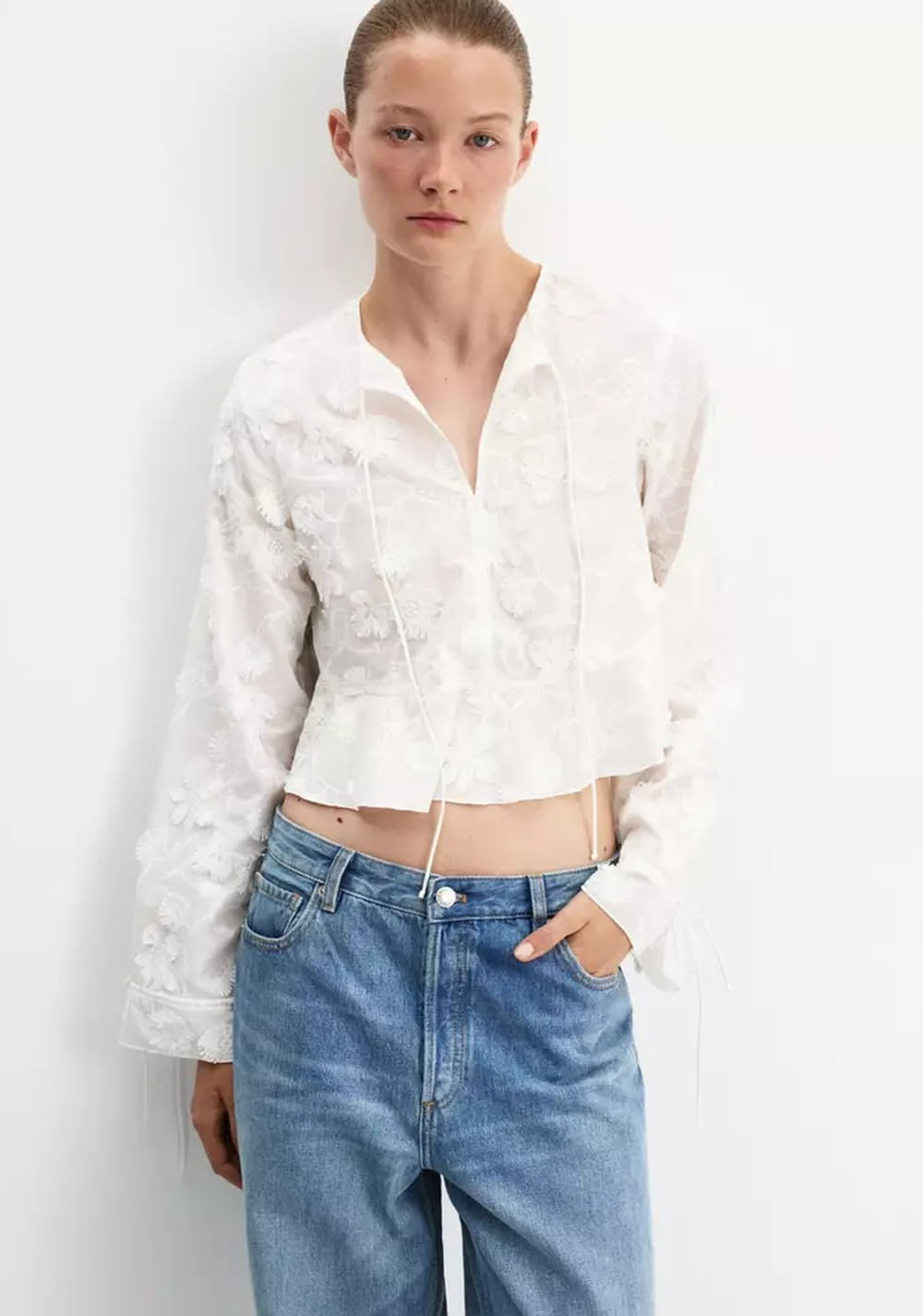 Blusa Algodón Bordados Florales Mango Imagen Principal