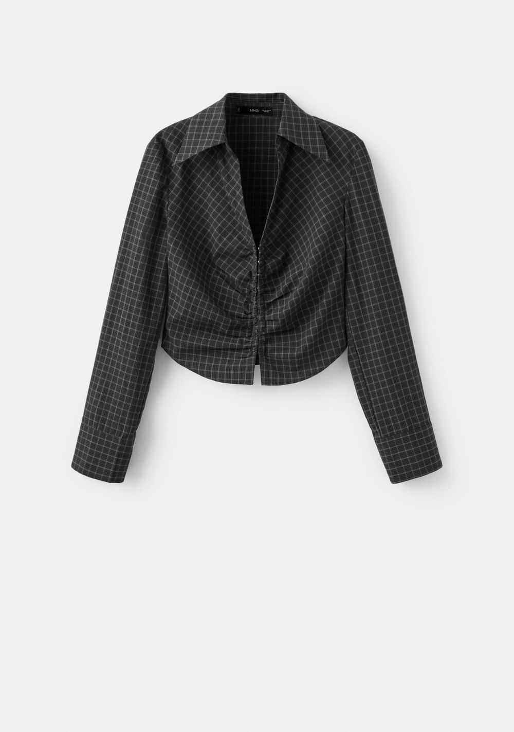 Blusa Cuadros Fruncidos Mango 2