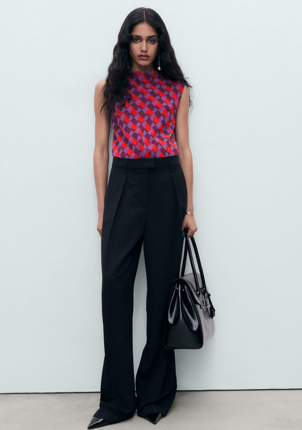 Blusa Estampada Cuello Drapeado Mango 11
