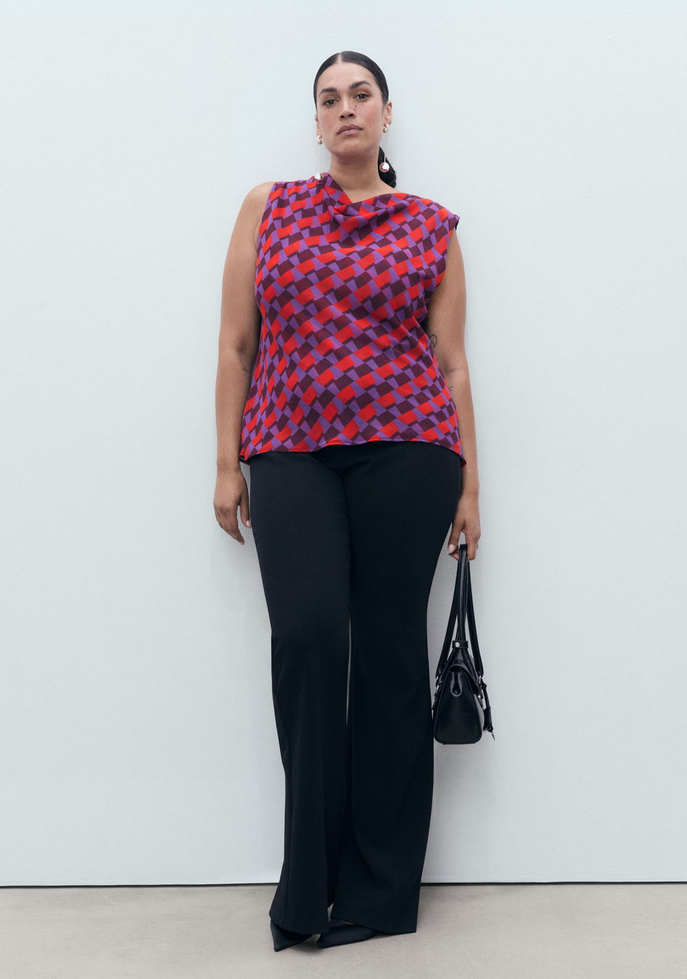 Blusa Estampada Cuello Drapeado Mango 7