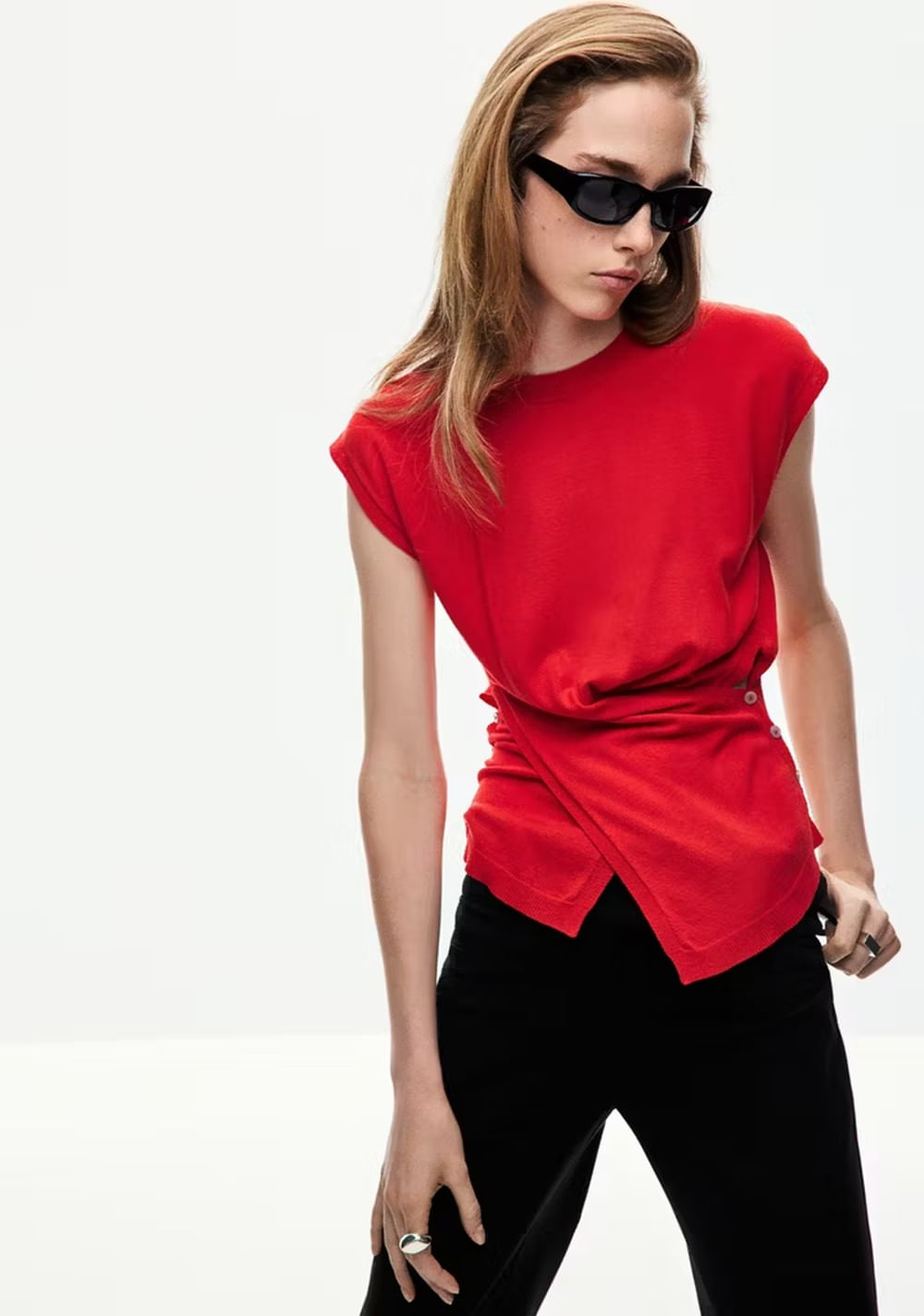 Blusa Punto Fino Drapeado Mango