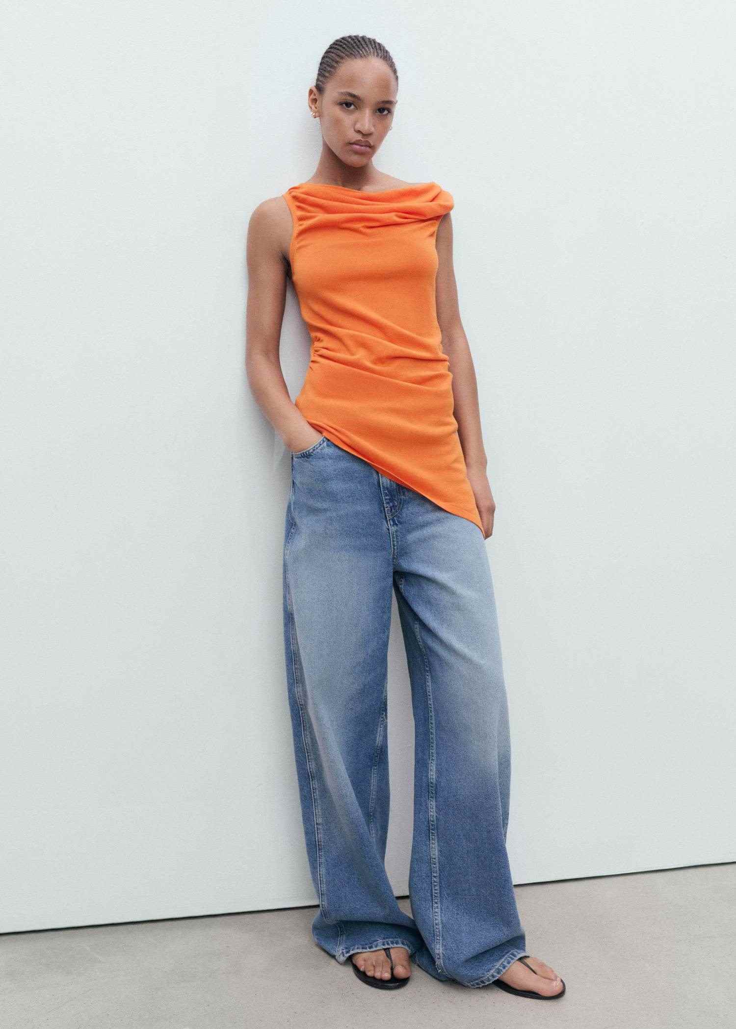 Blusa Top Punto Drapeado Mango 7