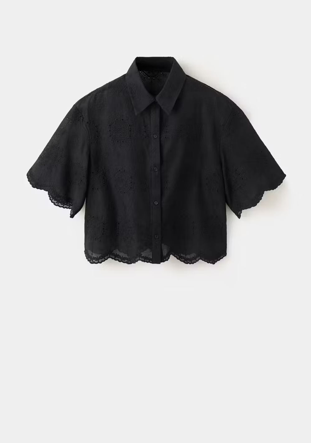 Camisa Crop Bordada Mango 8