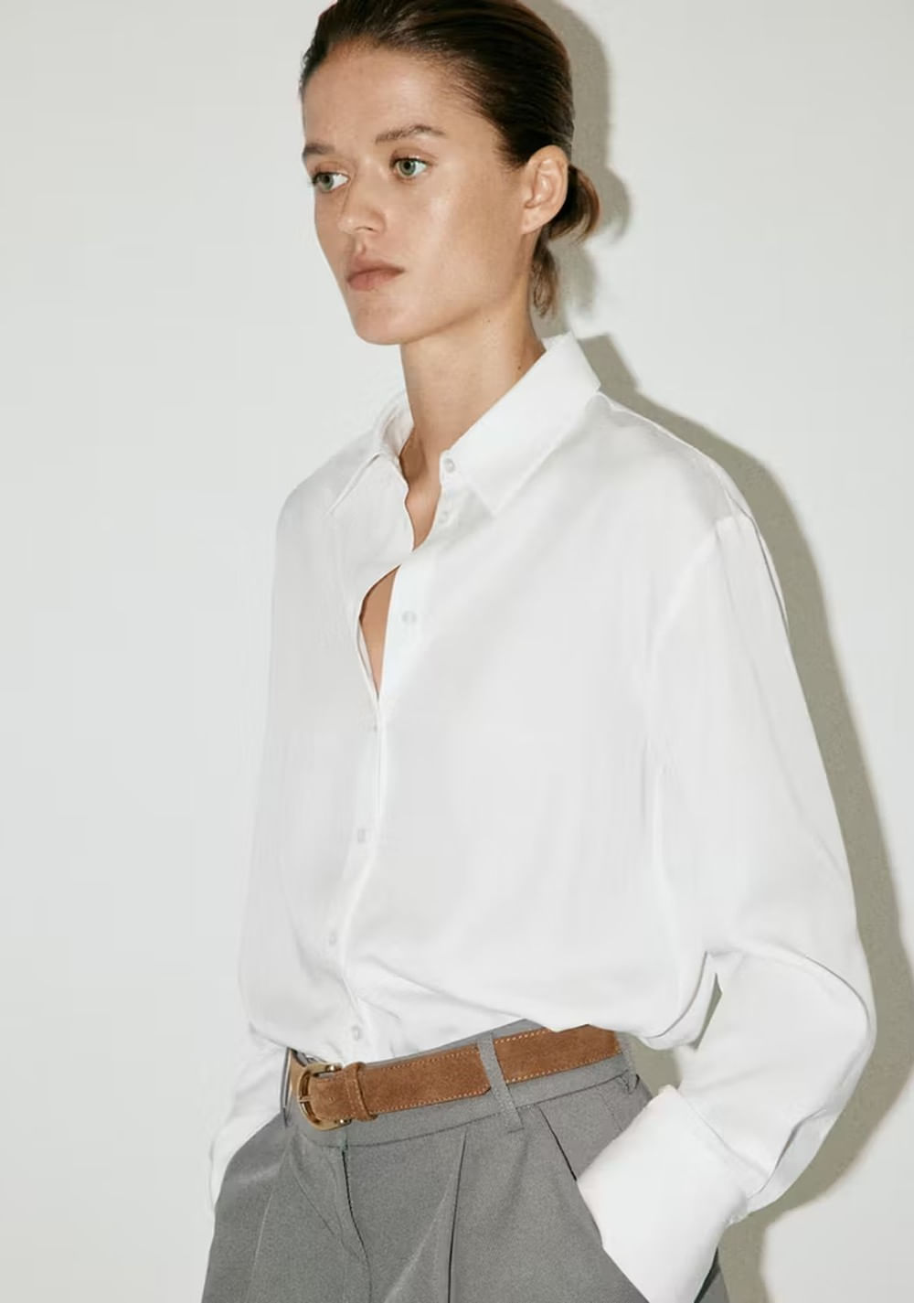 Camisa Lyocell Recta Mango