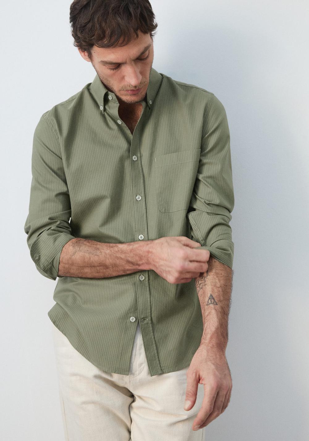 Camisa Oxford Regular Fit Rayas Mango 8