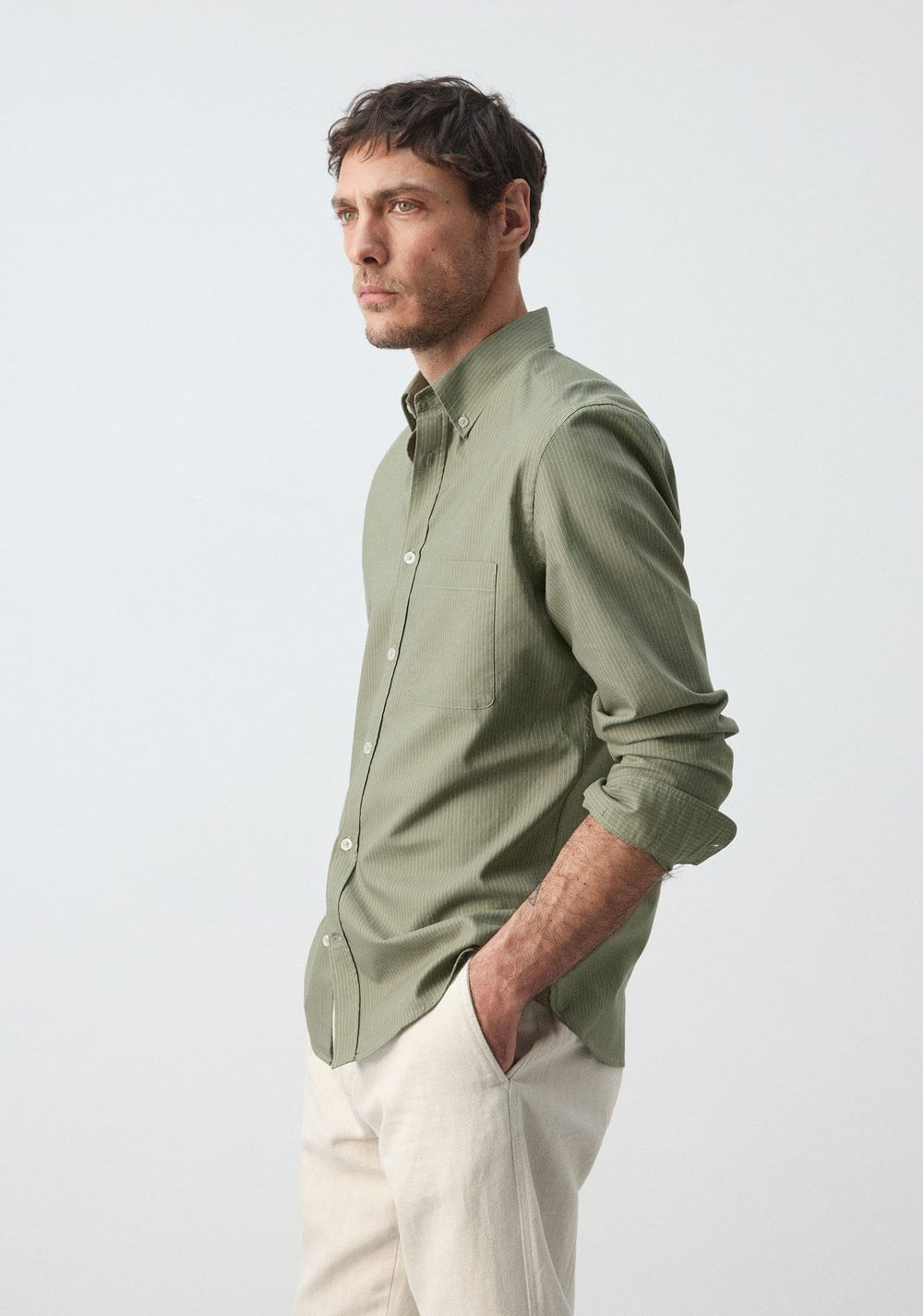 Camisa Oxford Regular Fit Rayas Mango 6