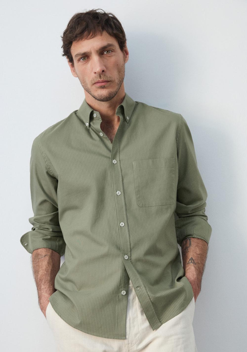 Camisa Oxford Regular Fit Rayas Mango 7