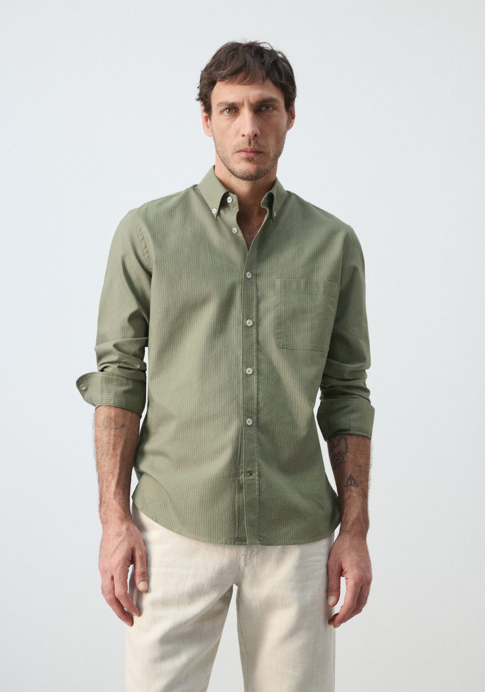 Camisa Oxford Regular Fit Rayas Mango Imagen Principal