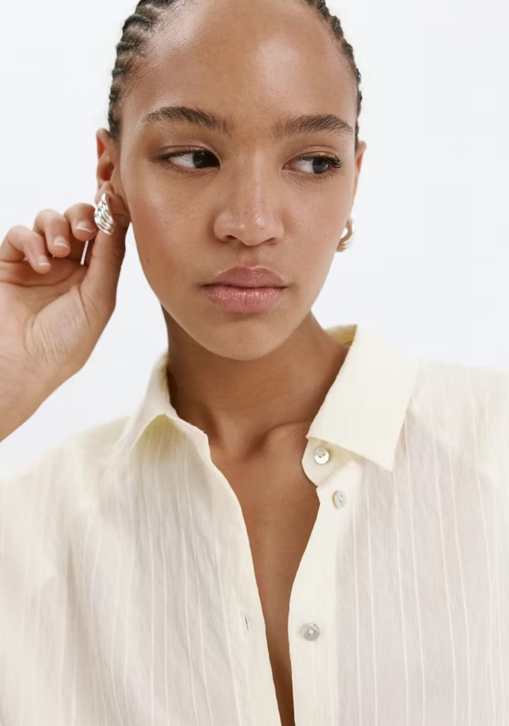 Camisa Rayas Bordada Mango 4