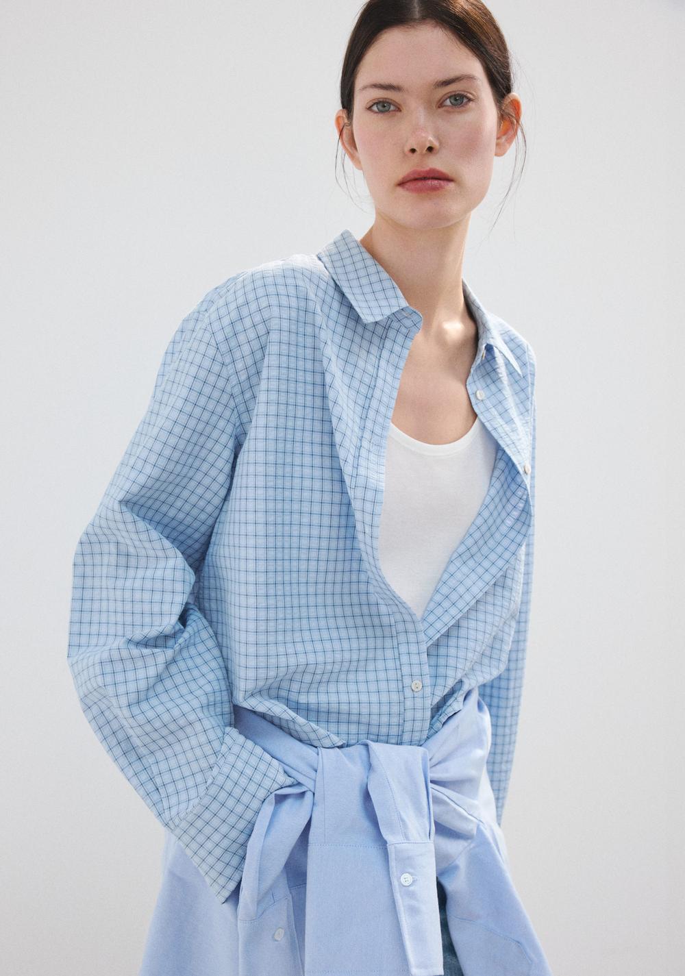 Camisa Recta Cuadros Mango
