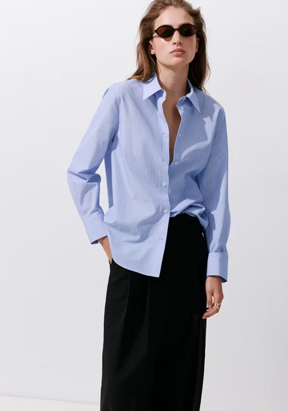 Camisa Recta Mezcla Algodón y Lyocell Mango