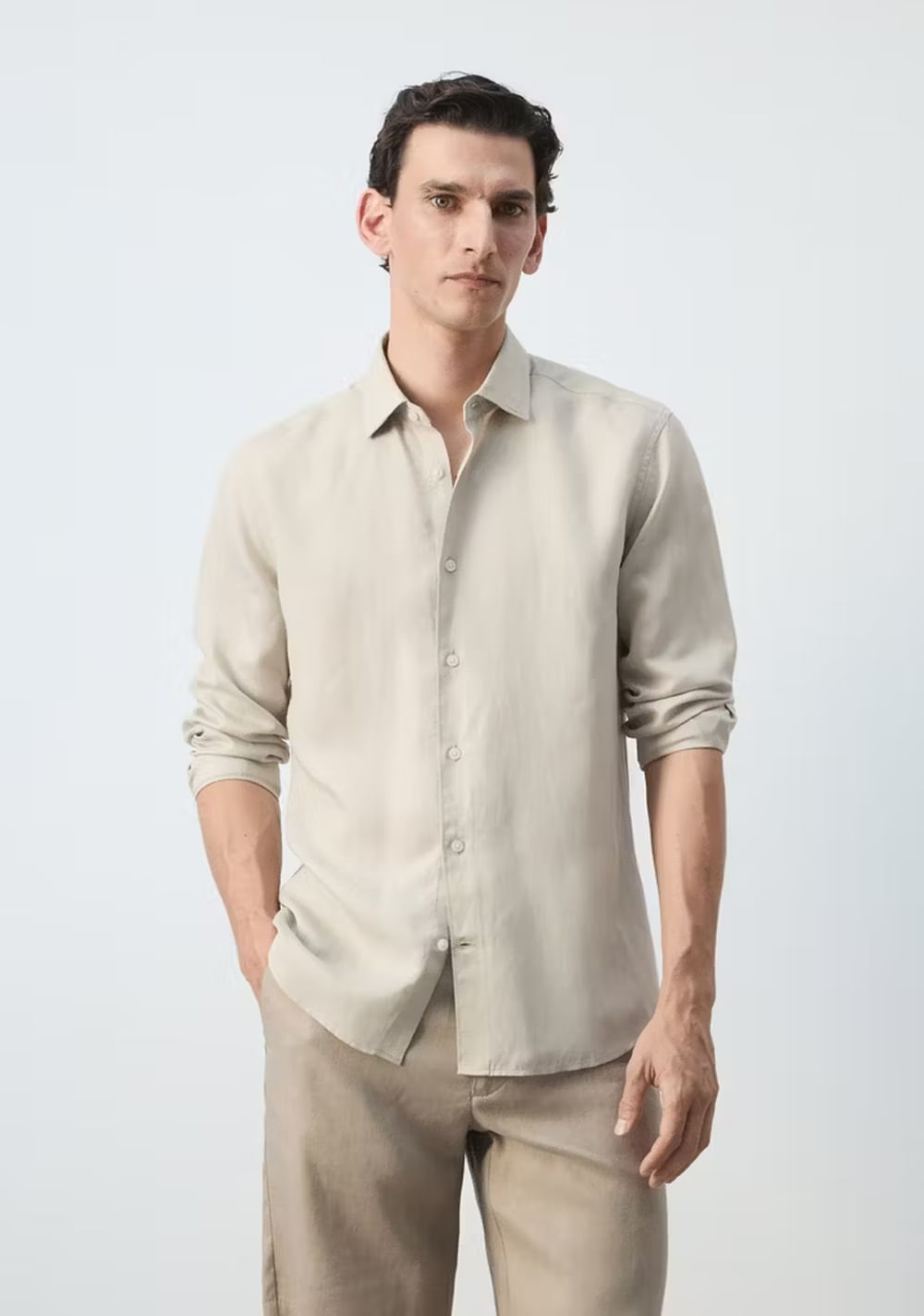 Camisa Regular Fit Mezcla Lyocell Lino Mango Imagen Principal
